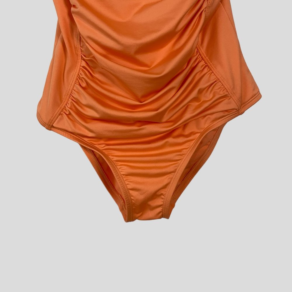 Liz Claiborne Orange Ruched Waist One Piece Swimsuit Bathing suit - Picture 5 of 11